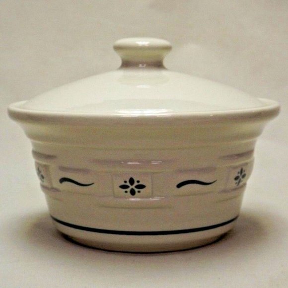 Longaberger Pottery Woven Traditions Heritage Green Small Covered Dish 1994 - Picture 1 of 11